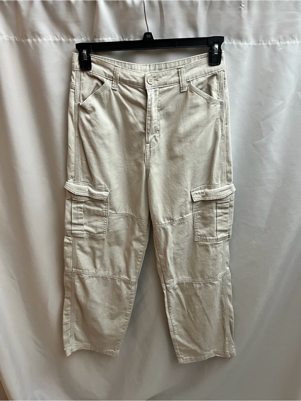 H&M Divided Women’s US 4 Beige Cotton Cargo Pants Utility Pockets